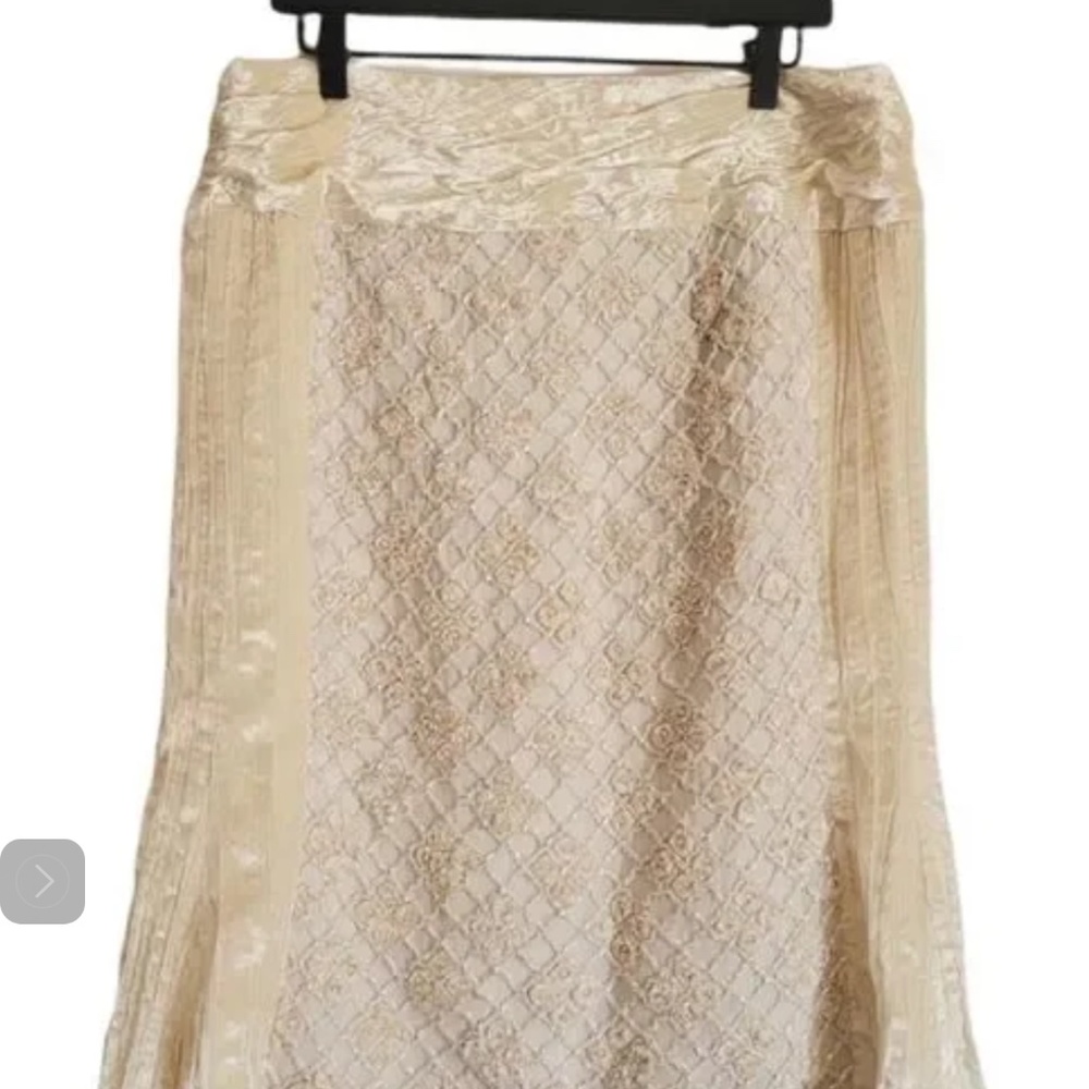 Embroidered skirt Craig Signer 100% SILK ivory 12